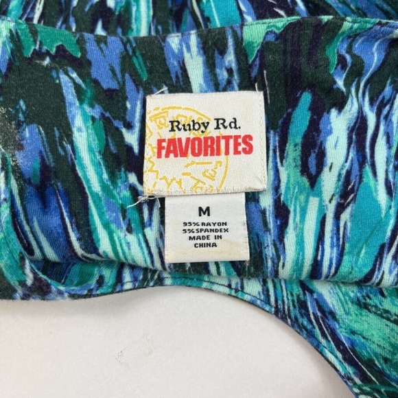 Ruby Rd Womens Casual Shirt Multicolor Abstract Long Sleeve Scoop Neck Stretch M - Picture 4 of 5